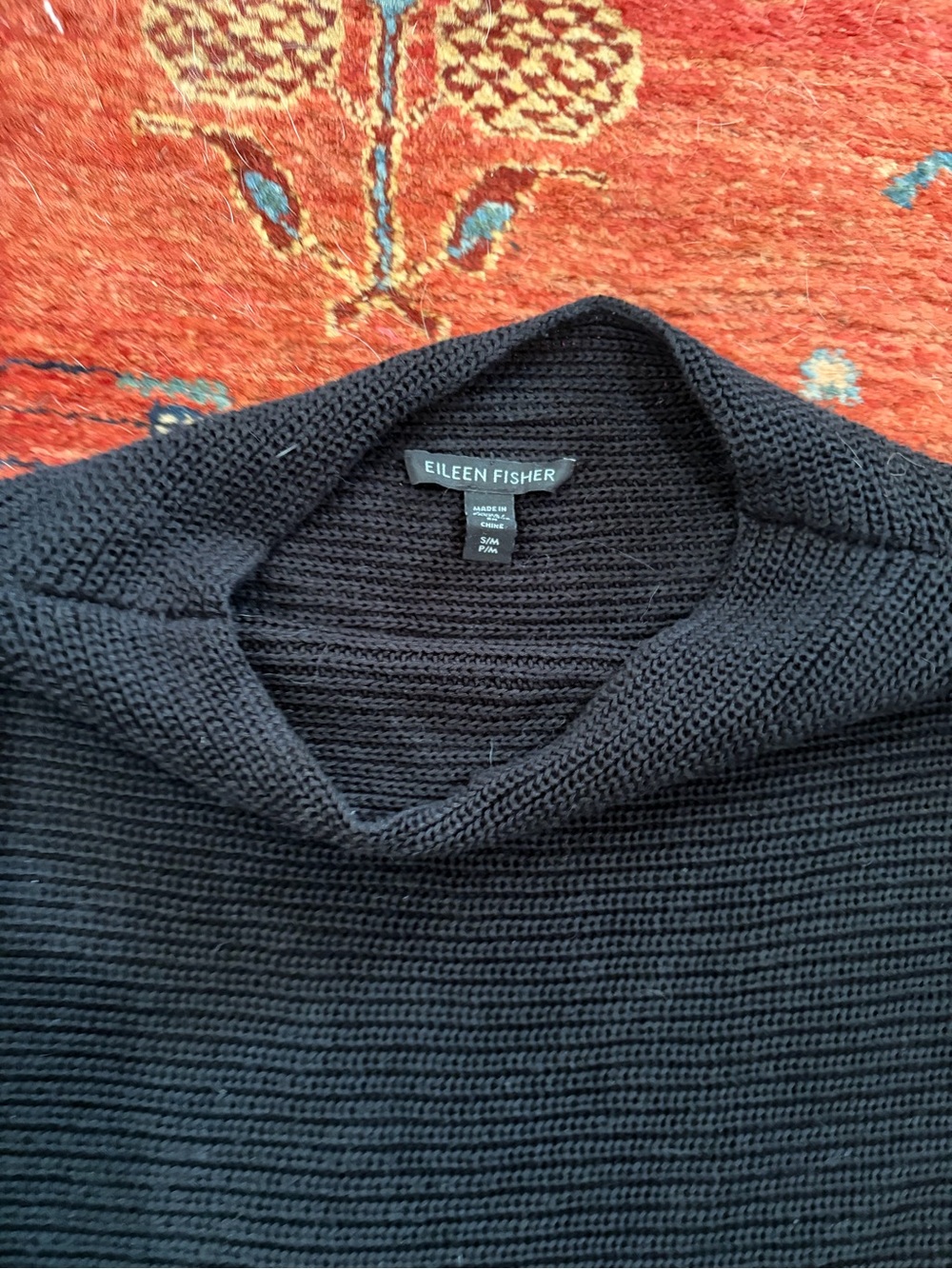 EILEEN FISHER Women’s Black Knit Sweater - Classic mock neck size Small